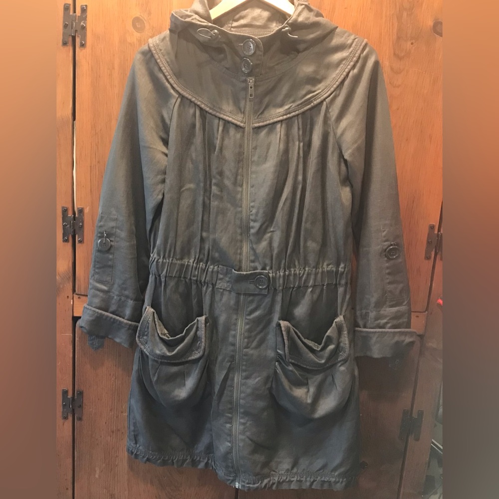 Promod Slouchy Hooded Mid Length Jacket - Size Medium